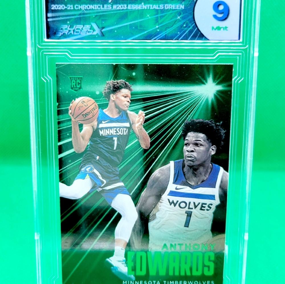 Anthony Edwards 2020-21 Panini Chronicles SP Essentials Green Foil RC #203 PGX 9